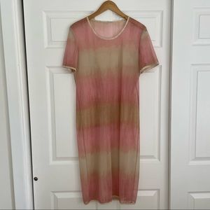 Vintage 90s Pink Ombre Sheer Net Dress
